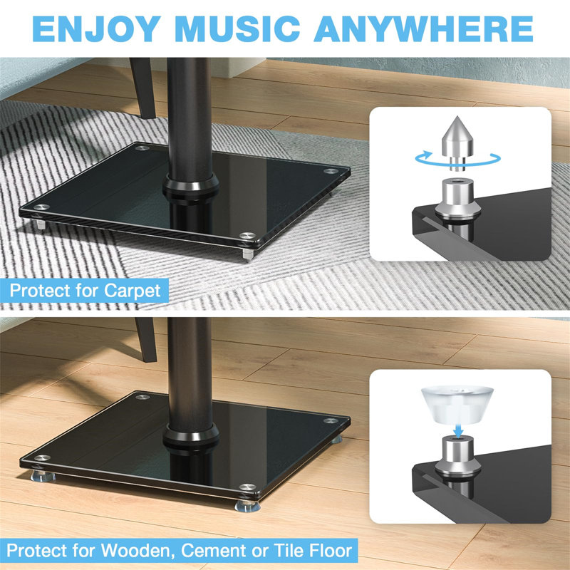 Speaker Stands Floor Pair Height Adjustable 82.4-109Cm