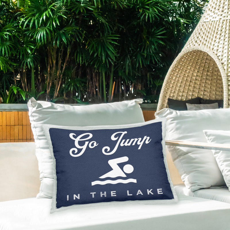 Coussin d'extérieur Blue Jump in Lake par Lil 'Rue