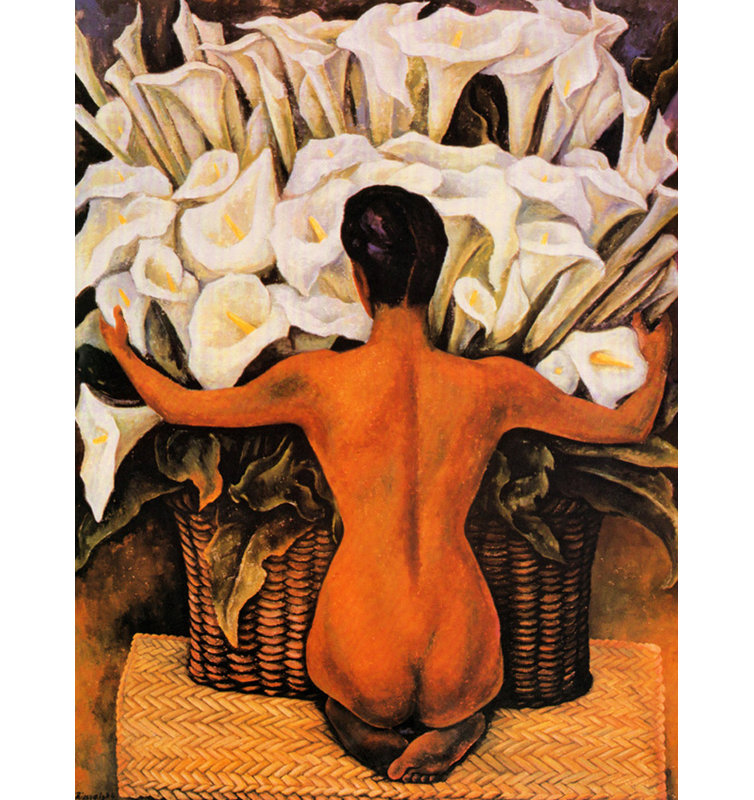 Nude with Calla Lilies, 18" H x 14" W