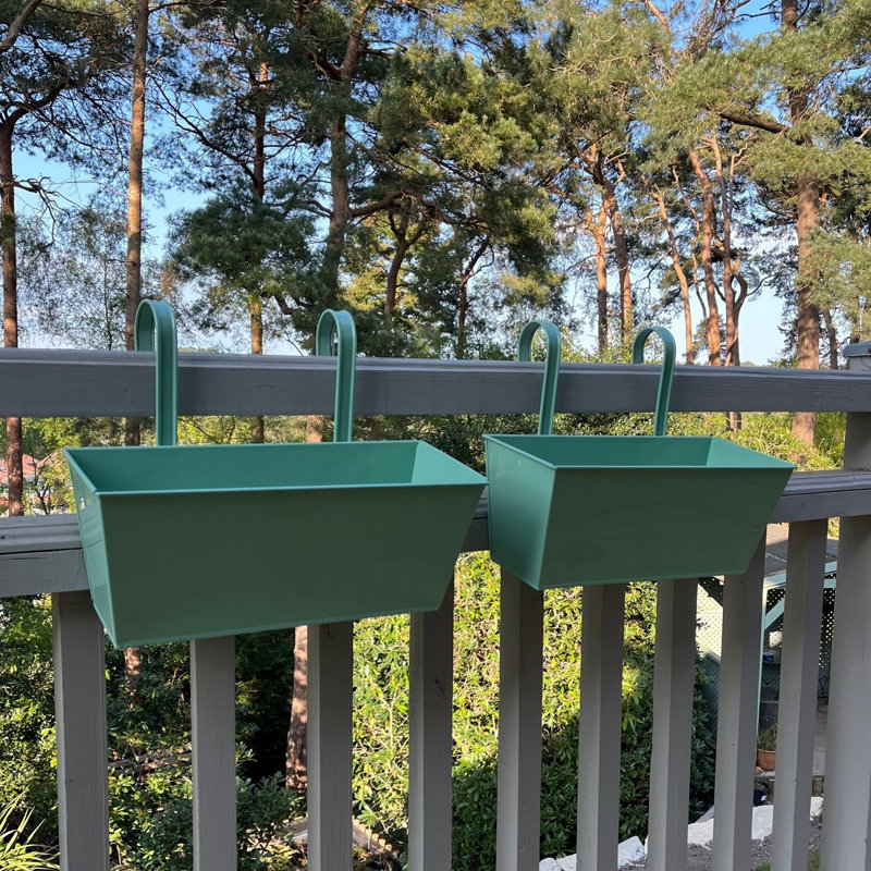 Andropolis Metal Railing Planter, Green