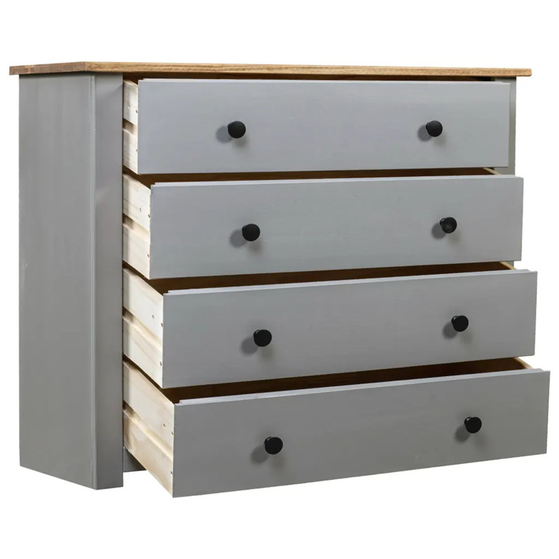 Brammer Solid Wood Chest of 4 Drawers, White/Brown