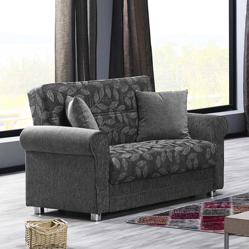 Collection grise avec rangement. Et fonctionnel. Revêtement en chenille. 31,94 po de largeur. Canapé-lit convertible. Limite de poids de 600 lb. Pratique pour les petits espaces. Tissu. Profondeur de 44,7 po. Canapé-lit