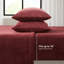 Drap simple bourgogne de taille simple 3 pièces, doux et relaxant, 100%, brossé deux fois, finition veloutée lisse, drap plat, taie d'oreiller ajustée, drap pour matelas de 16 po, entretien de la machine,