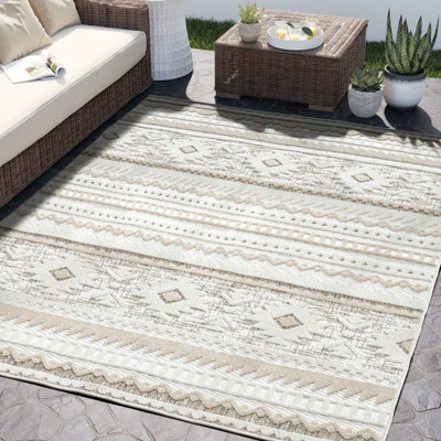 Tapis oriental en polypropylène crème / gris