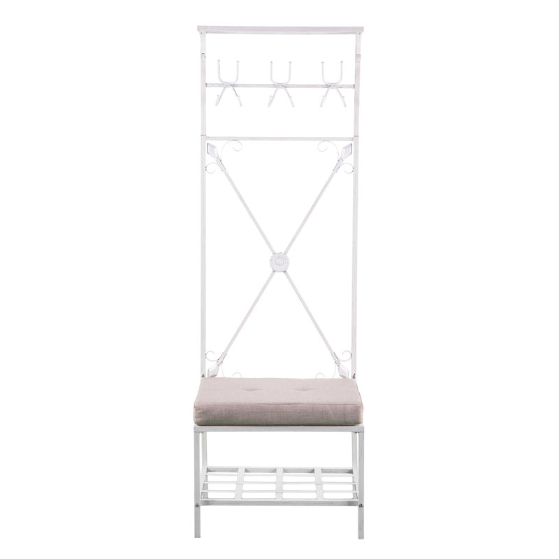 Banc pour hall d'entrée avec rangement Dovanti - blanc vieilli