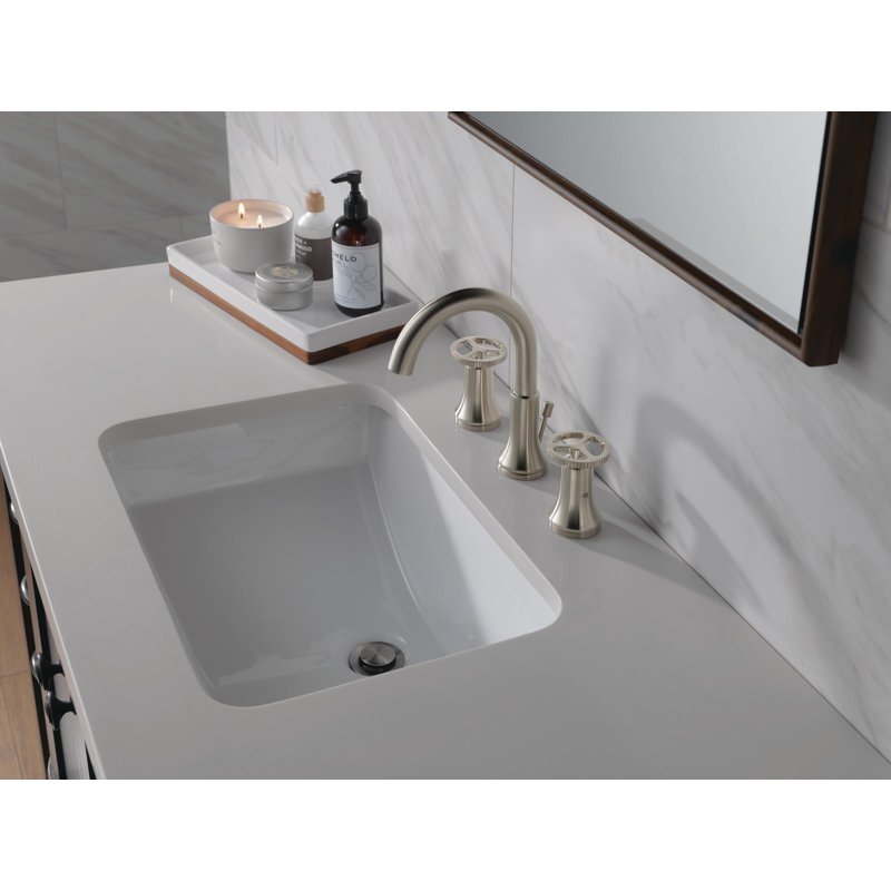 Trinsic Widespread Bathroom Faucet 3 Hole with Wheel Handle, 2-handle Bathroom Sink Faucet, Brushed Nickel