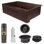 33" Hammered Copper Kitchen Apron 30/70 Double Basin Sink with Short 5" Divider w/ Matching Drains and Accessories