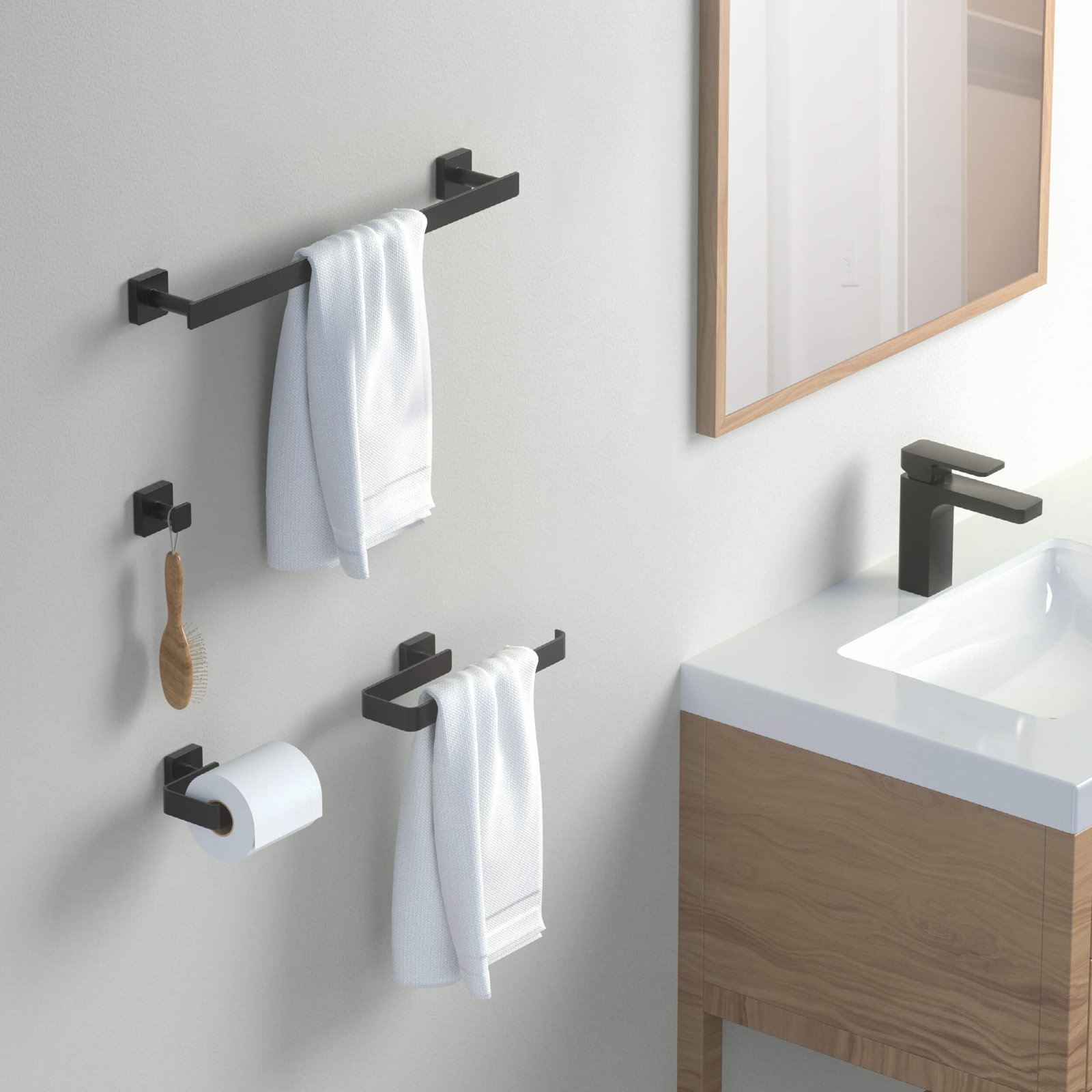 Blaze 4-Piece Bathroom Hardware Set, Matte Black