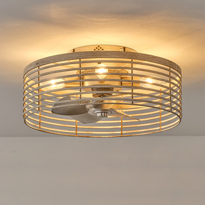 Ventilateur de plafond 17,7 "à cage intelligente avec ensemble d'éclairage, application et télécommande