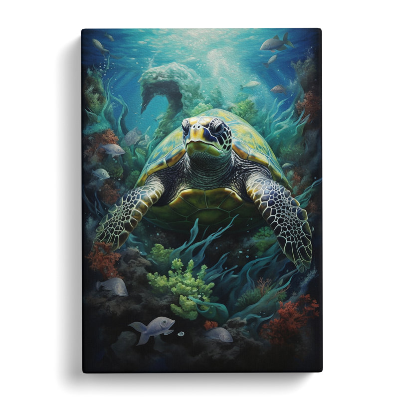 Sea Turtle Gothic - Wrapped Canvas Print, 76cm H x 50cm W x 3cm D