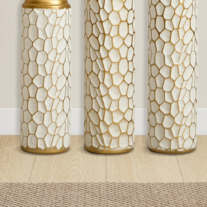 Ensemble de 3 vases de plancher en métal de style moderne 