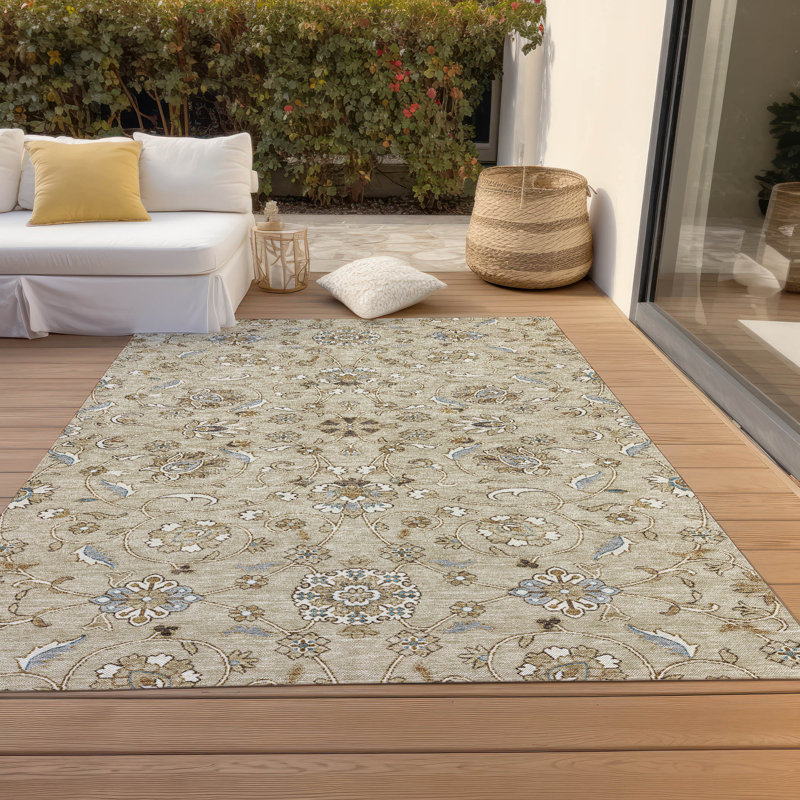 Tapis beige intérieur / extérieur lavable à la machine Chantille ACN1149, Rectangle 10 pi x 14 pi