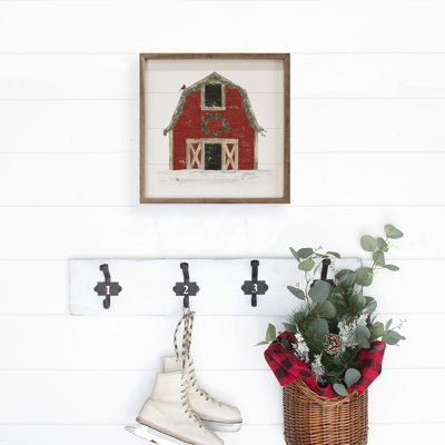 Red Barn With Wreath Cardinal