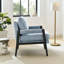 Chaise rembourrée en chenille bleue Mid-Century moderne - rembourrage généreux, fabrication en bois, dossier amovible pour une utilisation polyvalente-120913074