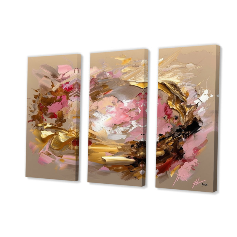 Glam Revelations Abstract Expressionism - Ensemble de décorations murales abstraites, H 32 po x l 48 po x P 1 po