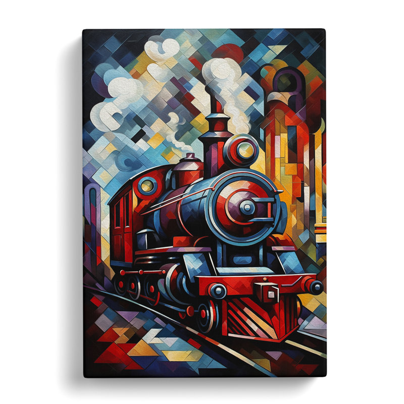 Steam Train Cubism - Wrapped Canvas, 50cm H x 35cm W x 3cm D