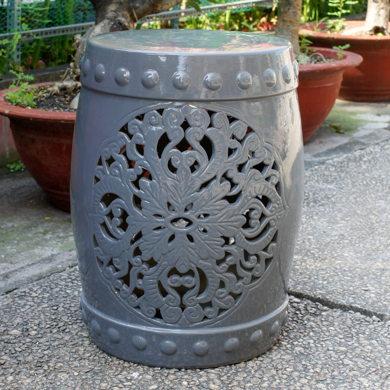 Tabouret de jardin en céramique Nieto, Gris tombé