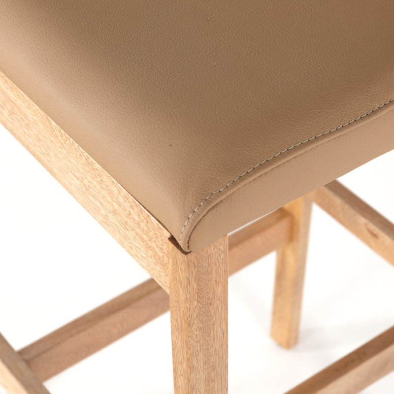 Easah Leather Bar & Counter Stool, Bar Stool (40.50” Seat Height), Natural Rosa Morada/Natural
