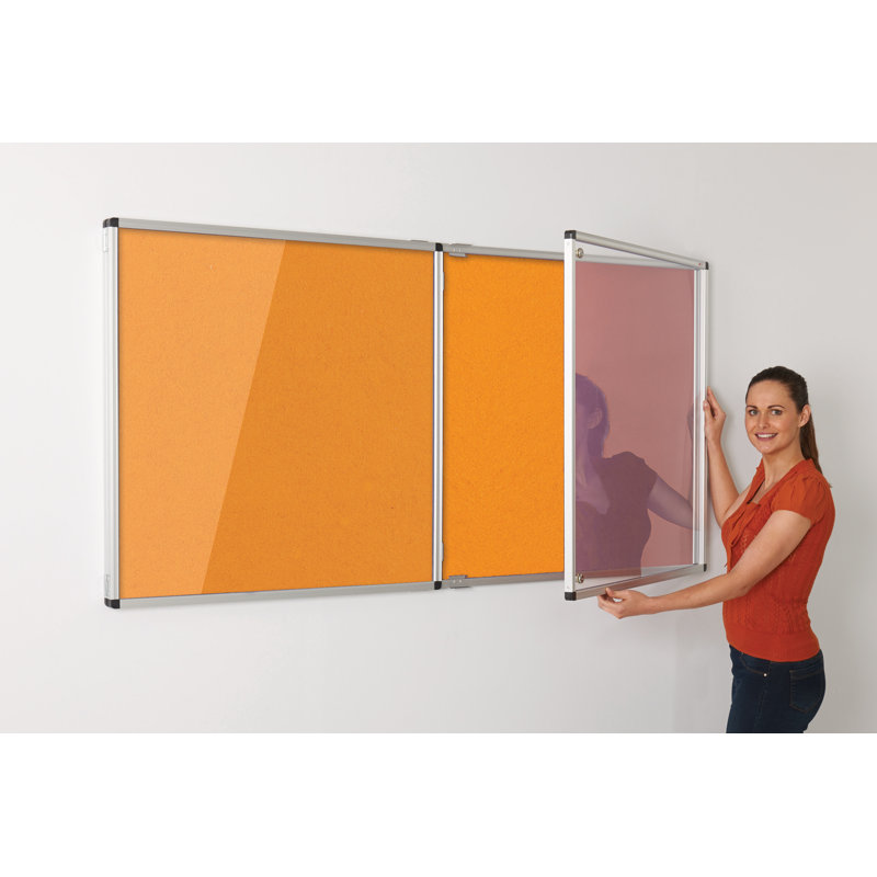 Wall Mounted Bulletin Board, 120 cm H x 90 cm W x 3.2 cm D, Orange