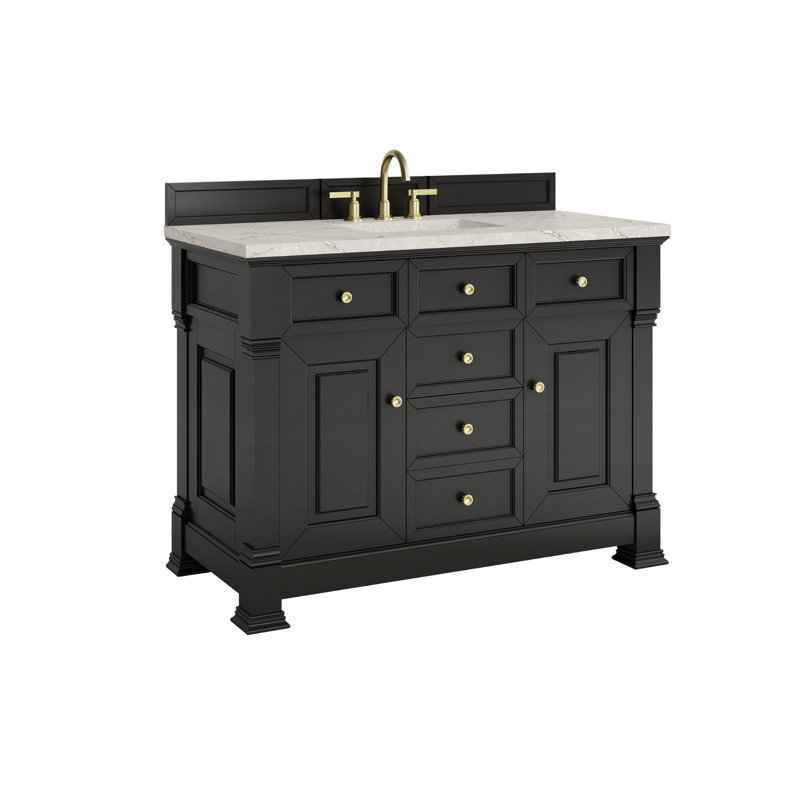 Brookfield 48'' W Single Vanity, Widespread, Victorian Silver, Black Onyx