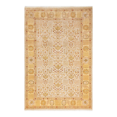 Tapis unique noué à la main orange / rouge 6 pi 1 po x 9 pi 1 po Tygan