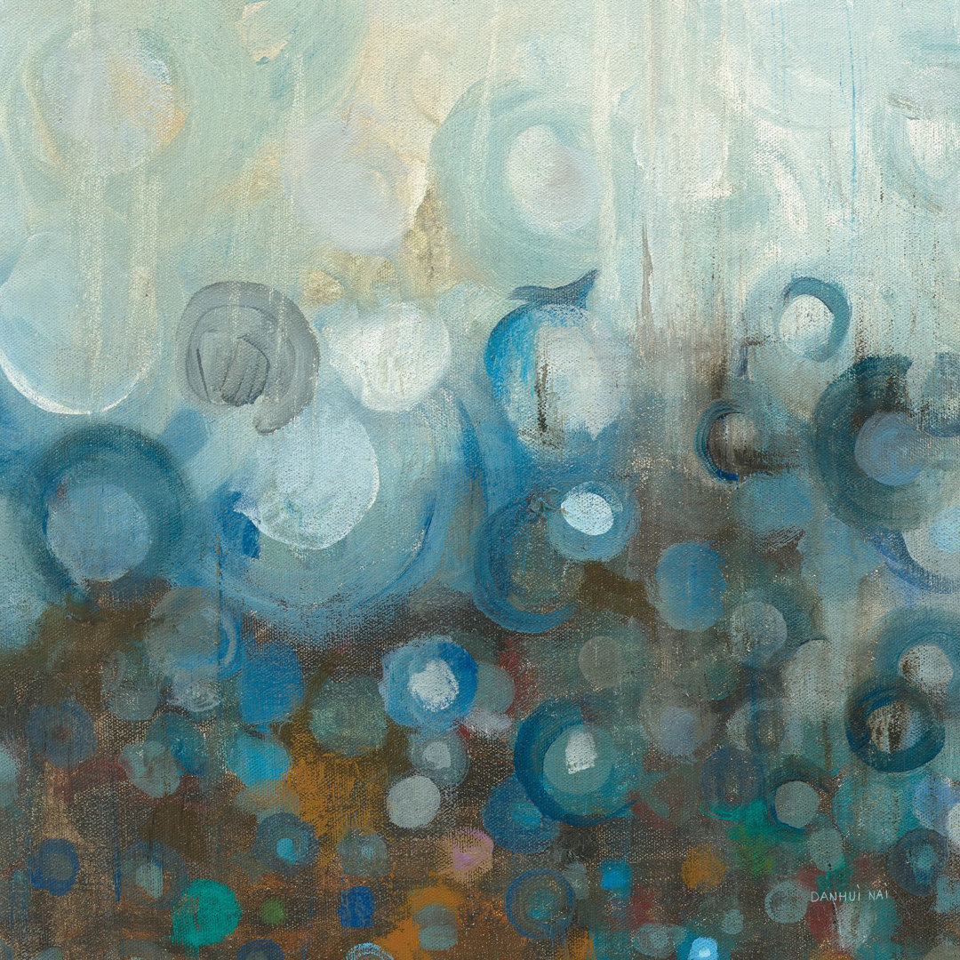 Blue and Bronze Dots VII by Danhui Nai - Wrapped Canvas Art Prints