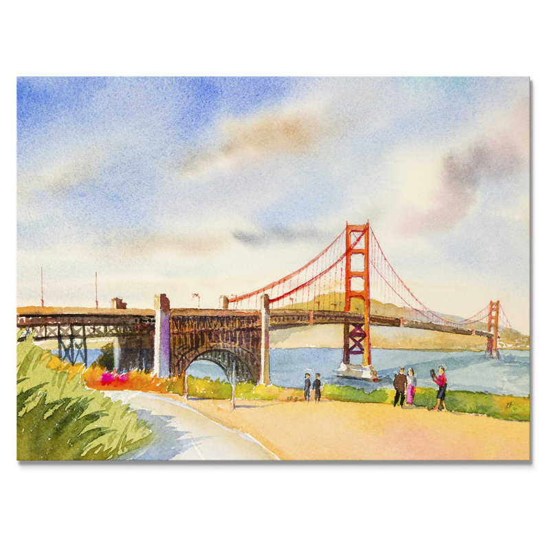 Golden Gate Bridge - reproduction de cadre flottant sur toile, H 24 po x l 36 po x P 1 po, Toile tendue