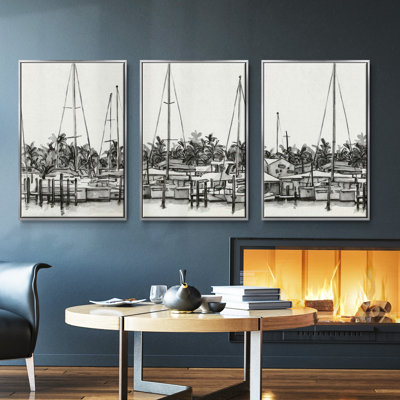 Cosmic Downpour - Ensemble de 3 cadres flottants sur toile
