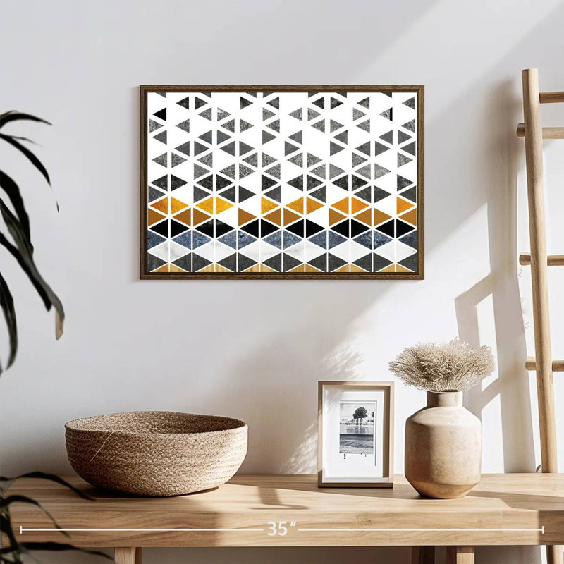 Triangle Geometric Patterns, Floating Frame Walnut, 43" X 29"