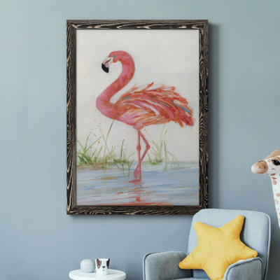 Flamant II - peinture sur toile encadrée