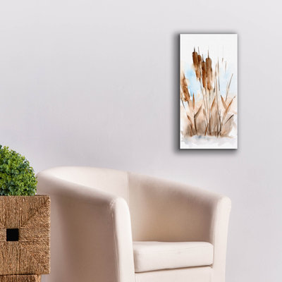 "Lark Manor ™" Watercolor Cattail Study 1 "par Ethan Harper, art mural sur toile