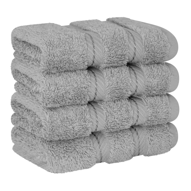 Darcelle 100% Cotton 4-Piece Turkish Washcloth Set, Rockridge Gray