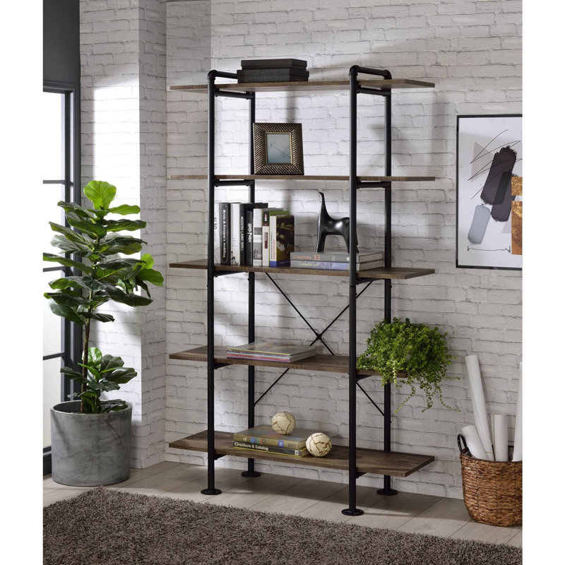 Rustic Oak & Black Finish Bookshelf