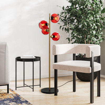 Modern Floor Lamp with Metal Body and Glass Cap, Gold Finish, 14.2 x 14.2 x 53.1 inches | Socket Type: 4 x E27 Max 40W | Elegant Design for Living Room, Bedroom, & Home Office, IP20 Rated, Bulb Not Included