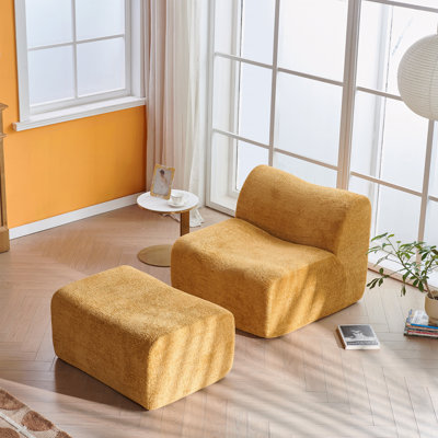Comfortable And Space-Saving Single Foam Compression Sofa Chair With Footrest + Pillow – A Modern, Minimalist Lounge Chair