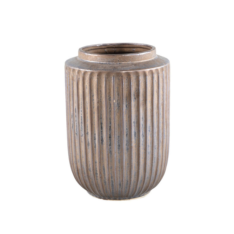 Carmona Ceramic Pot Planter, Gold, 30cm H x 21cm W x 21cm D