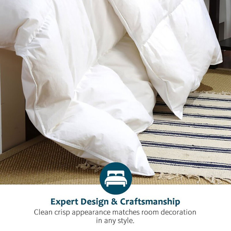  All Season Down & Feather Blend Comforter 100% Cotton White Duvet Insert, Twin Down Comforter