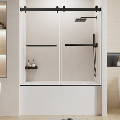 56-60" W X 60" H Frameless Double Sliding Shower Door