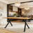 Costner 63''  Oak Modern Kitchen Dining Table , Mid-century Dining Table  For 4-6 Personal With Carbon Steel Legs