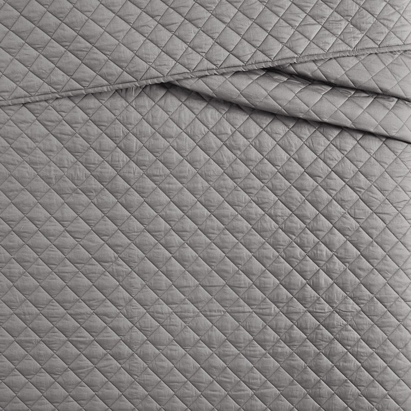 Ensemble de courtepointe en coton, Courtepointe pour simple TG + 1 taie décorative s, Gris