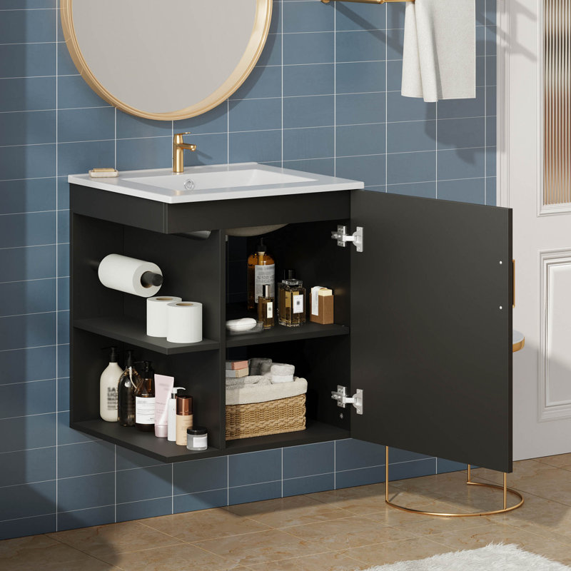Armoire de salle de bain murale 20 "avec armoire latérale combinée, armoire de salle de bain avec porte à fermeture douce, meuble-lavabo moderne avec lavabo