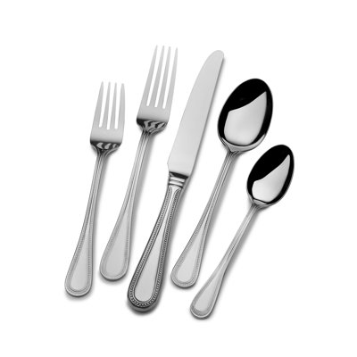 St. James Euro Bead 18/10 Stainless Steel 77pc  Flatware Set with Steak knives - Service for 12