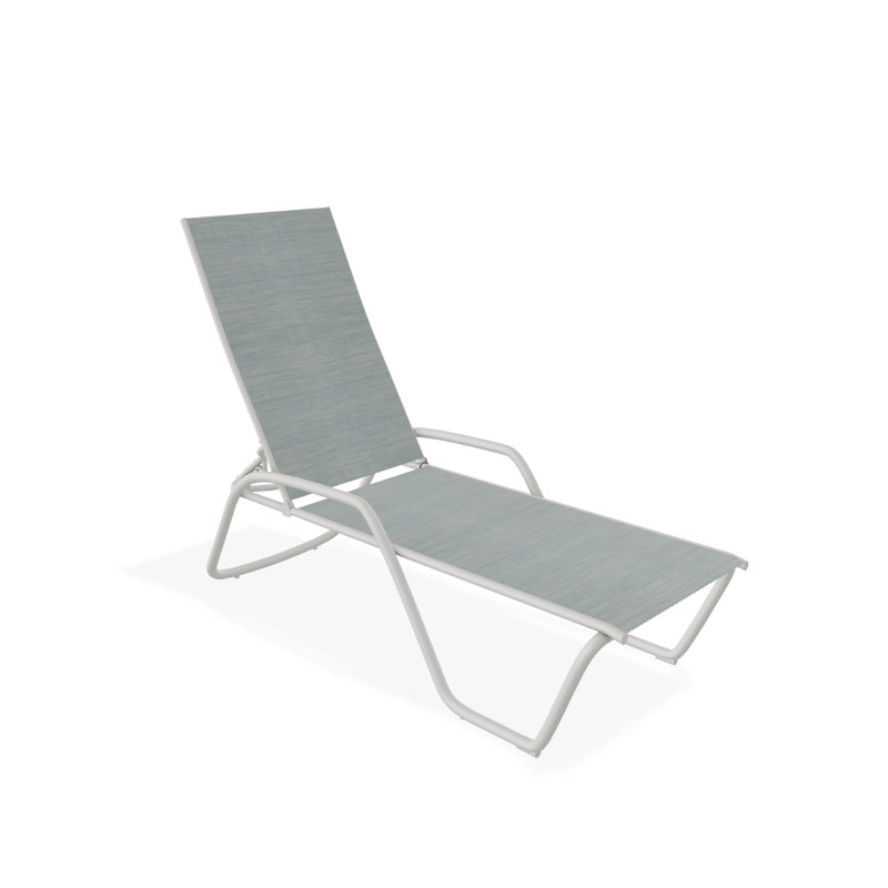 Outdoor Rust-Resistant Metal Chaise Lounge, Textured Snow, Baja
