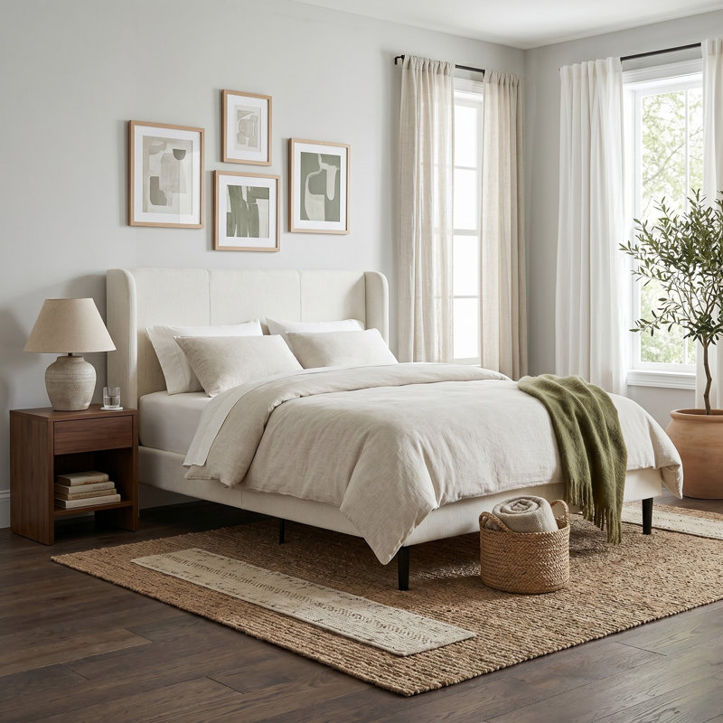 Linda Upholstered Wingback Bed, King