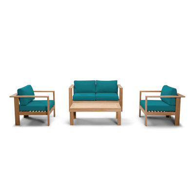 Sonoma 4 Piece Teak Outdoor Seating Group with Sunbrella® Cushions