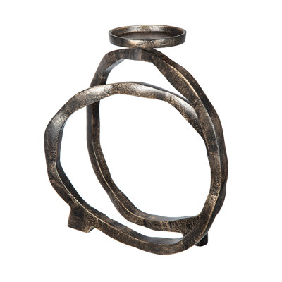 Porte-bougie décoratif torsadé en aluminium doré antique 11 pouces
