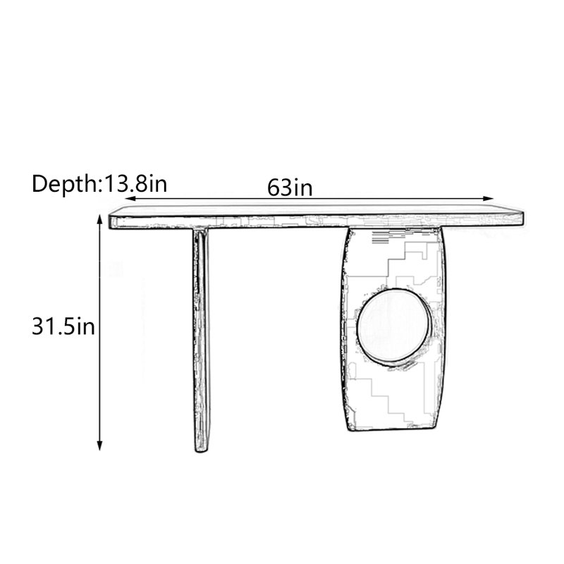 Solid Pine Wood Console Table, 31.5" H x 63" W x 13.8" D