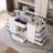 Closet Island With 12 Drawers, Wardrobe Armoire Island with Glass Top and Display Shelves, White-869953757