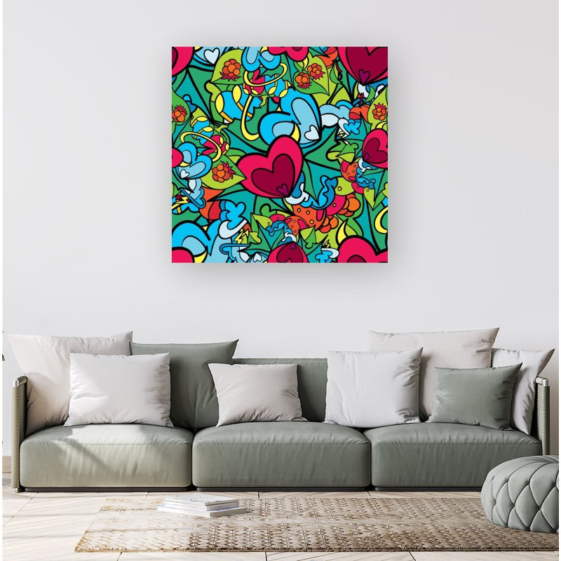 Hippie Psychedelic Pattern - Wrapped Canvas Print