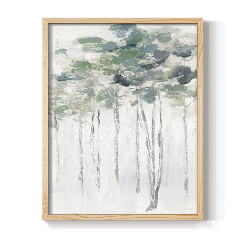 Impasto Tree Line II, reproduction encadrée - bois massif, H 11 po x l 9 po, Naturel
